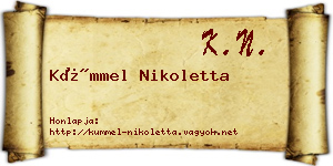 Kümmel Nikoletta névjegykártya